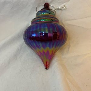 Blown Glass Iridescent Purple Ornament